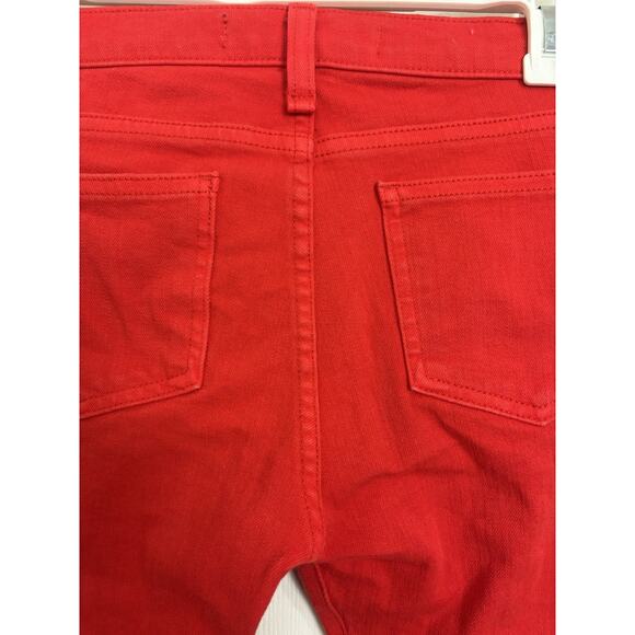 Veronica Beard Jeans Red Brooke 8.5” Crop Denim Pants Size 25 Holiday Party - Picture 7 of 10